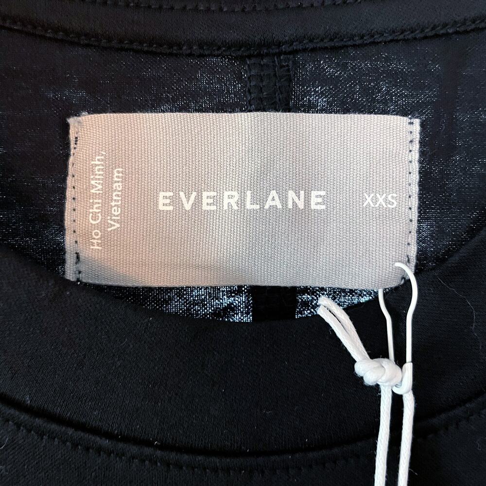 Everlane Womens The Luxe Cotton Tee Dress XXS Black Short Sleeve Tie Front NWT - Picture 9 of 10